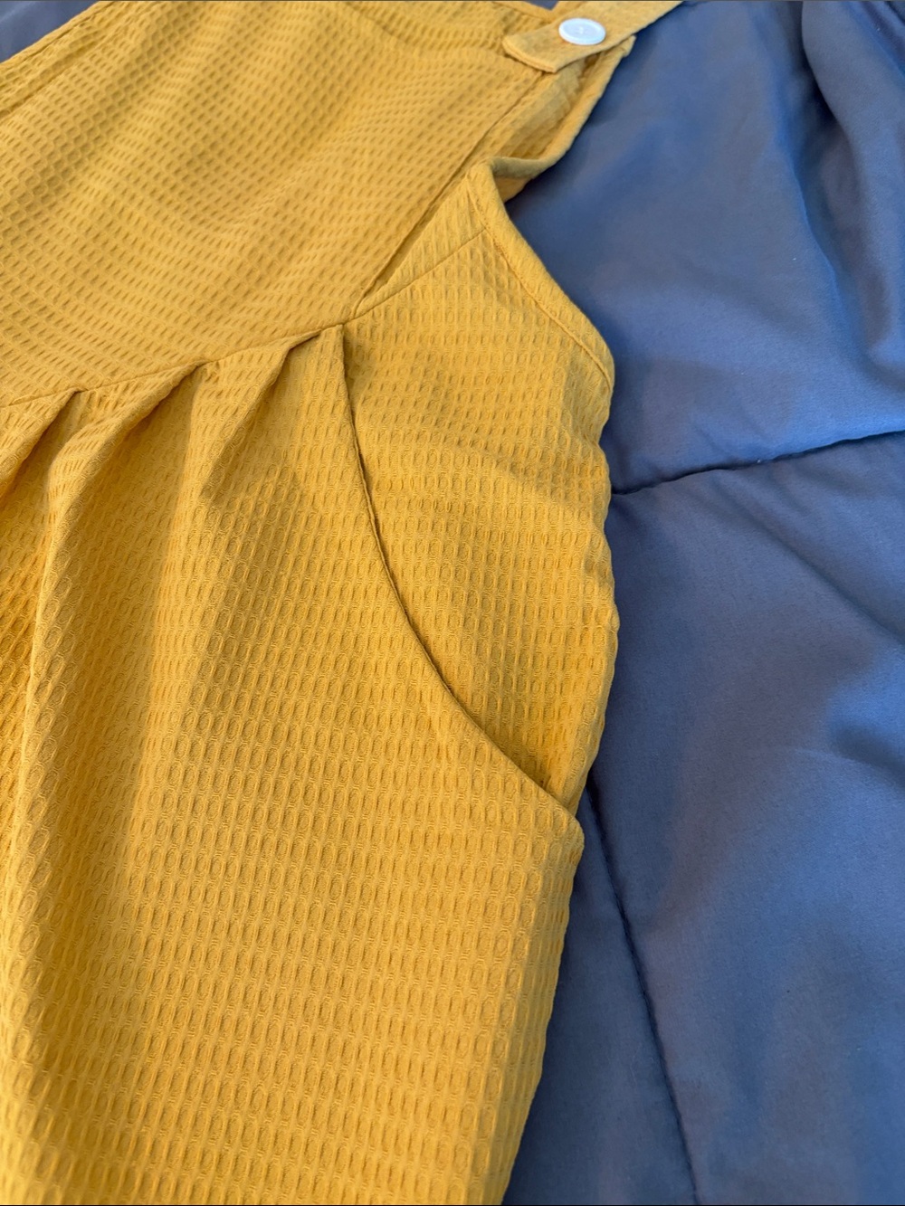 SHEIN Mustard Wide-Leg Linen Blend Overalls Jumpsuit - Picture 7 of 12